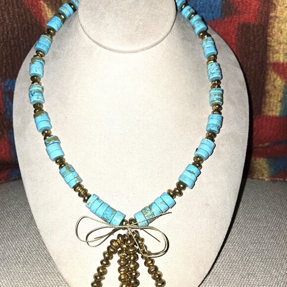 Persian Turquoise and Fair Trade bead Necklace - Picture 4 of 7